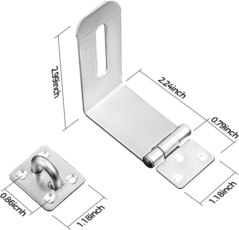 GMSP Hasp Latch, 90 Degree Solid 304 Stainless Steel File Cabinet Lock Desk Drawer Lock, Safe Security Padlock Latch Hasp Lock for Personal Privacy (Large) - Image 2